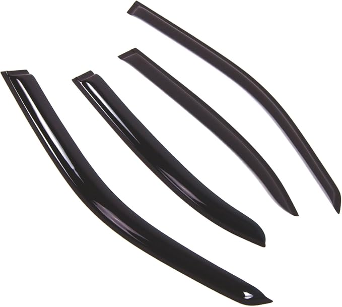 WD2-717 Dark Smoke 4 Pcs Set Window Visor (Outside Mount) Deflector Rain Guard Compatible with 1996-2002 Mercedes-Benz E300 E320 E420 E430
