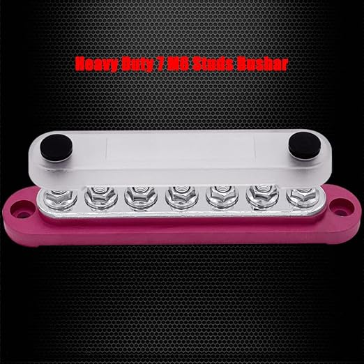 7 x M6 (1/4") Studs Power Distribution Block Bus Bar 12V, 5.9" HD 150A Marine BusBar Battery Distribution Block W/Cover for Car Boat Solar (Red)
