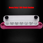 7 x M6 (1/4") Studs Power Distribution Block Bus Bar 12V, 5.9" HD 150A Marine BusBar Battery Distribution Block W/Cover for Car Boat Solar (Red)
