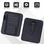 Car Sun Visor Organizer, Sunvisor Organizers with Sunglass Holder & Card Sleeve Pocket, Leather Car Sunglass Holder for Most Vehicle of Trucks, SUVs, Black
