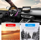 Car Steering Wheel Cover, 15 Inch Anti-Slip Stretch Leather Steering Wheel Protector, Comfortable Breathable Sporty Steering Wheel Cover for Women Men, Car Accessories (Black & Purple, AD)