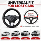 Car Steering Wheel Cover 15 inch, Microfiber PU Leather Elastic Steering Wheel Protector, Anti-Slip Breathable Car Interior Accessories for Most Cars (Black)