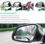 4PCS Blind Spot Car Mirror, Rectangular HD Glass Wide Angle Rearview Mirror with Adjustable Stick, Long Framed ABS Housing Convex Side Rear View Mirrors for Car SUV Truck