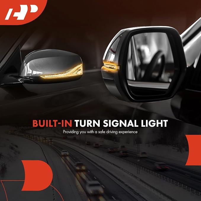 Driver Side Power Door Mirror - Compatible with Kia Soul 2020-2025 - Heated Manual Folding Black Outside Rear View Mirror with Turn Signal Light Blind Spot Detection