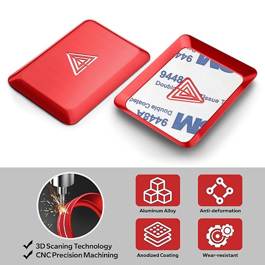 Polodunn for Honda Civic 2022-2025, for Accord/HRV/CRV 2023-2025, for Acura Integra 2023 2024 - Hazard Warning Light Push Button Cover, Emergency Flashers Trim Accessories (Red)