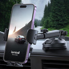 Car Phone Holder - [Strongest Military-Grade Suction Cup] 360° Rotation Phone Holders for Your Car Quick Release Adjustable Phone Mount for Car Dashboard for iPhone 17 16 Pro Max Dark Grey