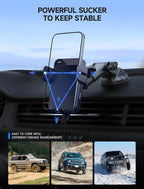 Wireless Car Charger, 15W Auto Clamping Car Charger Dash Windshield Air Vent Phone Holder Compatible with iPhone 16 15 14/13/13 Pro/12 pro/12/11/X/8, Samsung S24/S23/S22