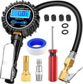 50057A Digital Tire Inflator Deflator with Pressure Gauge 250 PSI Air Chuck and Compressor Accessories with Rubber Hose and Quick Connect Coupler for 0.1 Display Resolution