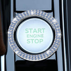 2 PCS Crystal Double Rhinestone Car Engine Start Stop Decoration Ring, Bling Car Interior Accessories for Women, Push to Start Button Cover Sticker, Automotive Decals, Light Blue
