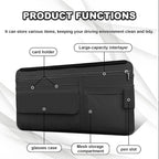 Car Sun Visor Storage Bag, Soft Leather Surface Organizer, Scratch-Resistant Auto Sunshade Organizer Bag, Can Store ID Card, Eyeglasses, Pen, Driving License etc (Black)