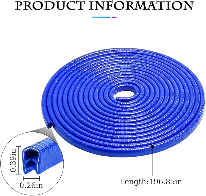 Car Door Edge Guards, 16FT Car Edge Rubber Seal Trim Protector, No Glue Needed U Shape Car Door Guard Universal for Most Cars, Vehicles, SUVs (Blue/16FT)