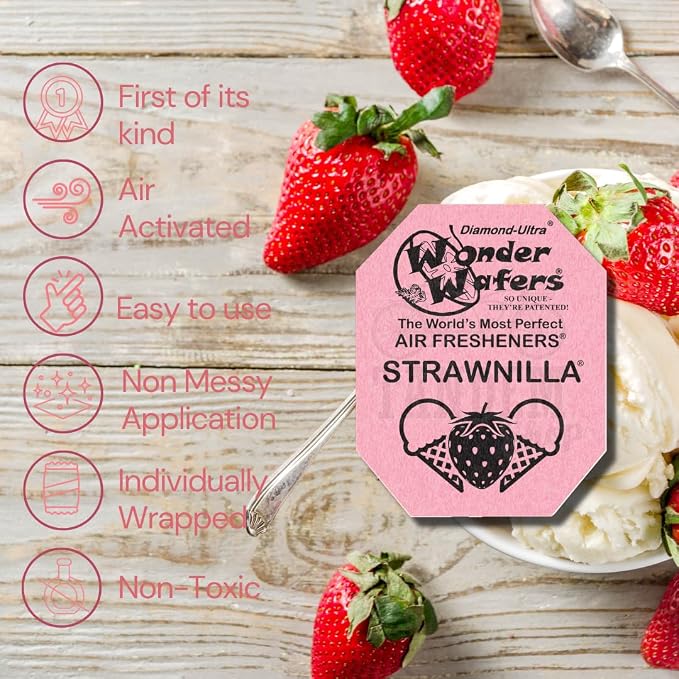 Wonder Wafers 250 Count Strawnilla Unwrapped Automobile Professional Use Air Fresheners Car and Truck Detail