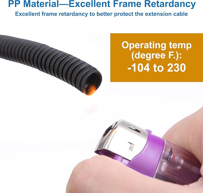 4 Pin Camera Cable with Corrugation Tube Cover, Aviation Extension, Video Cable for Backup Camera Rear View System RV Truck Trailer Bus Car Waterproof (65FT/20M)