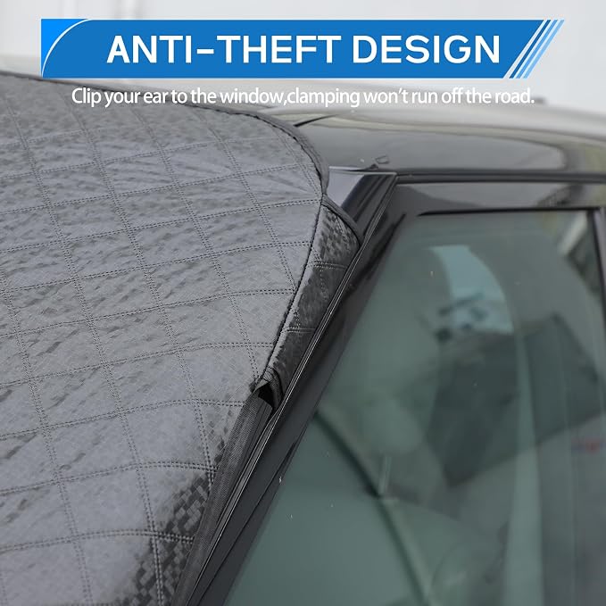 Car Windshield Snow Cover Compatible with Kia Soul 2010-2023 2024 2025+, Windshield Cover for Ice and Snow, 4-Layer Protection for Snow, Ice, UV, Frost Wiper & Mirror Protector, Sunshade Cover