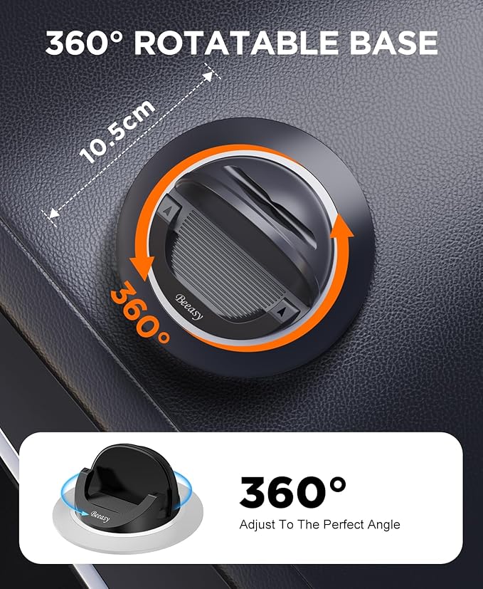 Dashboard Cell Phone Holder for Your Car, Car Phone Holder with 360°Rotatable Silicone Non-Slip, Universal Car Phone Mount for iPhone 17/16/15/14,Samsung, Google Pixel, All Smartphones and GPS