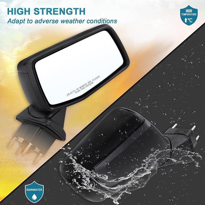 Right Passenger Side Mirror Compatible with 2019 2020 2021 2022 2023 2024 2025 Chevy Silverado 1500 With Temperature Sensors Black Replace#GM1321582(2Pins)