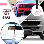 Cherry Blossoms Car Handle Strap Drift Charm Car Accessories Bling Handle Ring for Women Rear Bumper Warning Ring Decor for Auto Bus Interior Exterior Decoration (Pink, Sakura Style)