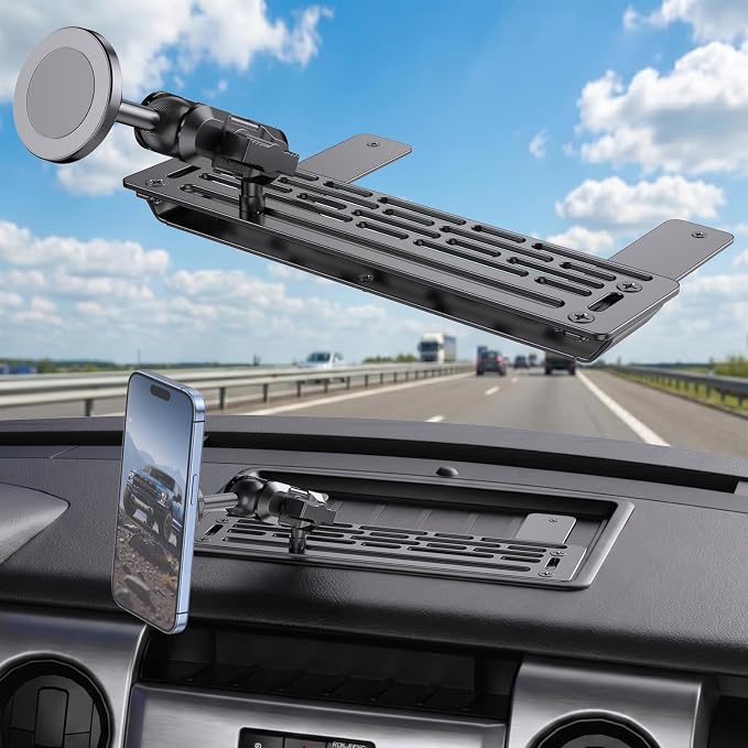 Stainless Steel Phone Mount for 2009-2014 Ford F150 Phone Holder with Magnetic Heads - All-Metal Shakeproof Dash Mount Install Super Stable - Ford f150 Phone Mount