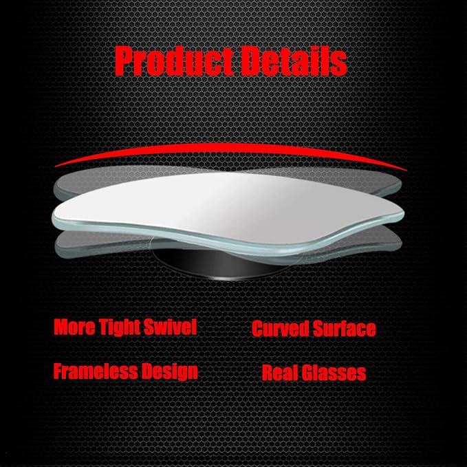 Frameless Blind Spot Mirror, HD Glass Convex Wide Angle Rearview Blindspot Car Mirror for Car SUV and Truck (Rhombus, Pack of 2)