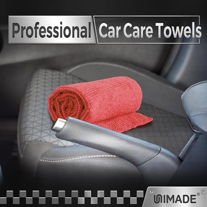 Microfiber Cleaning Cloth, 24 Pack Reusable Microfiber Towels for Cars Lint Free Cleaning Shop Towel Rags for Home Kitchen Automotive Bar Mechanic Restaurant Garage, 11"x 12", Red
