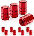 Car Tire Valve Stem Caps, 12pcs Air Caps Cover, Universal for Cars, SUVs, Bike, Trucks and Motorcycles-Red