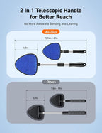 Windshield Cleaner Tool, Car Window Cleaner with 4 Upgraded Microfiber Pads, 1 Spray Bottle, 180° Rotatable and Extendable Handle, Effortless Installation