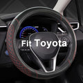 Customized Auto Car Steering Wheel Cover for Toyota Rav4 Corolla Camry Highlander(Diamond Quilted-Black+Red-Standard Size)