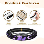 Steering Wheel Cover Accessories Neoprene Cover, Breathable Non-Slip Easy to Install Suitable for Women Men, 14.5-15.5 Inch for Car SUV Van Truck Universal - Butterfly