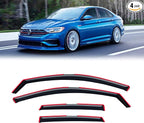 in-Channel Rain Guards for Volkswagen (VW) Jetta 2019-2026, Window Visor Shields Vent Deflector Shade Wind Dark Smoke 2020 2021 2022 2023 2024 2025 19 20 21 22 23 24 25 26, Tape-On Inside-Mount, 4PCS