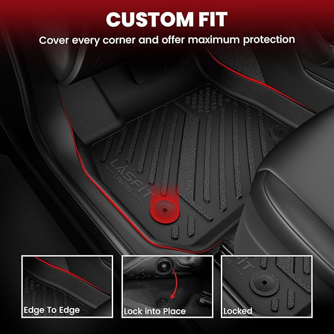 Floor Mats & Cargo Mat for Kia Forte 2024 2023 2022 2021 2020 2019, All Weather TPE Custom Fit Floor Liners for KIA Forte 2019-2024 1st & 2nd Row Car Mats & Trunk Mat Full Set, Black