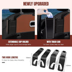 5-in-1 Back Seat Car Organizer and Storage with Extendable Cup Holder, Tissue Holder, Phone Holder, Hanging Hooks, Trash Bin, Back of Seat Car Headrest Organization Accessories for Women Man