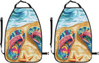 Summer Flip-Flops Car Seat Back Protectors 2 Pack – Large Kick Mats with Storage Pockets, Universal Fit for Most Vehicles