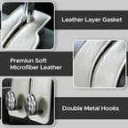 Leather Car Purse Hook for Headrest, 4 Pack, White-Black | Twin Hooks Headrest Hangers, 2/4 Pack, No-Slip, Scratch-Proof, Holds Purses, Backpacks, Grocery Bags, Car Organizer Gift