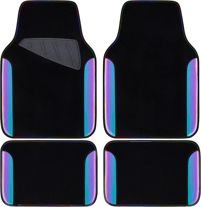 Chameleon Iridescent Reflective PU Leather&Waterproof Universal Carpet car Floor mats,Fit for 95% Suvs,Sedans,Vans,Trucks&Car Mat for Women(Reflective Color Change)