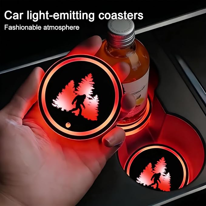 2Pcs Heart Dog Paw LED Car Cup Holder Coasters 7 Colors Lights Up Cups | with USB of Car Accessories for SUV Trucks Sedans,Waterproof Interior Atmosphere Lamp,Gifts for Women Men Pet Love