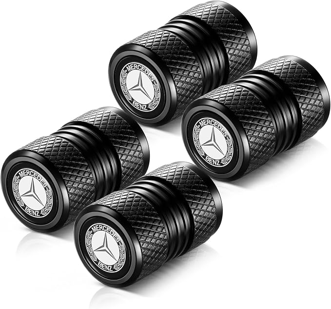 Tire Valve Stem Caps, Compatible with Mercedes Benz Series Stem Cap Universal Car Air Cover Car Accessories for Cars, SUV, Truck, Motorcycles 4pcs （Black）