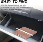 Car Registration and Insurance Holder, Vehicle Glove Box Car Organizer Men Women Wallet Accessories Case for Cards, Essential Document, Driver License, Bling Rose Gold