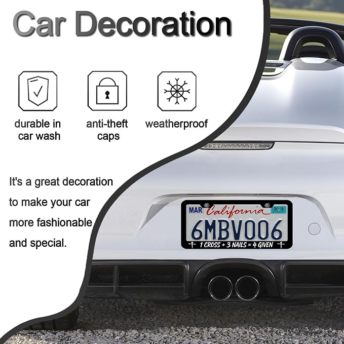 Christian License Plate Frames，Jesus Car Accessories for Women and Men ，Cute License Plate，Aluminum License Plate Frame Fits Standard US Vehicles Size 12.2 x 6 Inch (Black-Jesus)