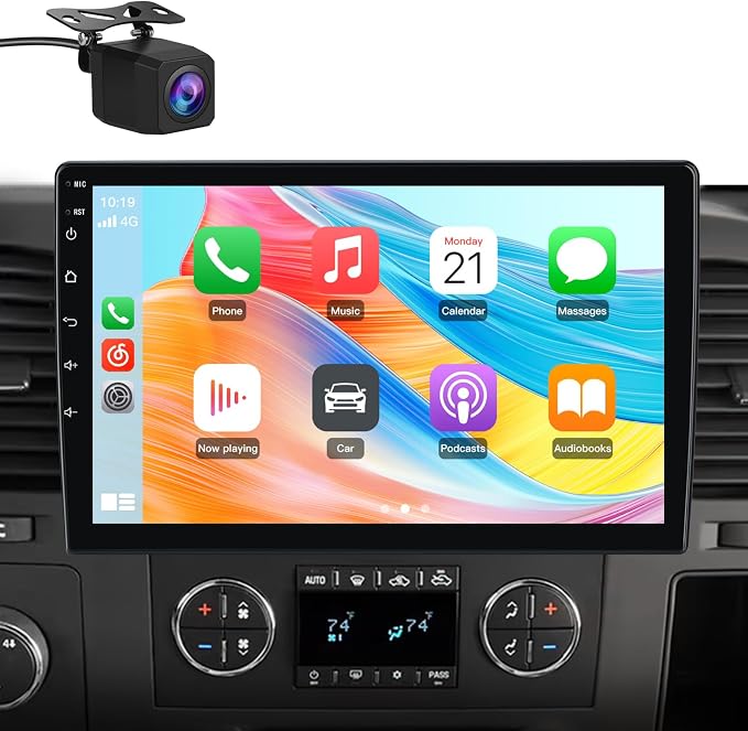 8 Core Car Radio Stereo for Chevy Chevrolet Silverado 2007-2013 with Wireless CarPlay Android Auto Bluetooth FM 4GB RAM 64GB ROM