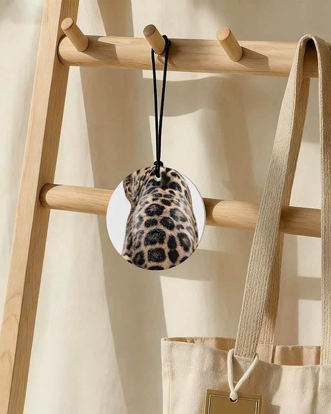 Funky Leopard Print Orange Car Air Freshener 4 Pcs, Cheetah Lucky 8 Ball Ace Card Round Hanging Air Freshener for Cars Closet Drawer Books, Girly Y2k Car Accessories Mirror Decor for Women