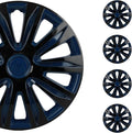 SCITOO Hub Cap Steel Wheel Snap On Universal 15" Hubcap Auto Tire Replacement Exterior Hubcaps Wheel Cover Rim 15 Inch Set of 4 PP Black Lacquer & Blue Lacquer