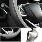 Customized Auto Car Steering Wheel Cover for Honda Accord Civic CR-V HR-V Pilot Fit Passport Odyssey 14.5-15inch(Black+Gray-Standard Size)