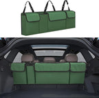 Car Trunk Organizer, Backseat Hanging Large Storage with Adjustable Straps,Waterproof PVC Collapsible Cargo Bag, Car Interior Accessories for Auto SUV MPV (Green)
