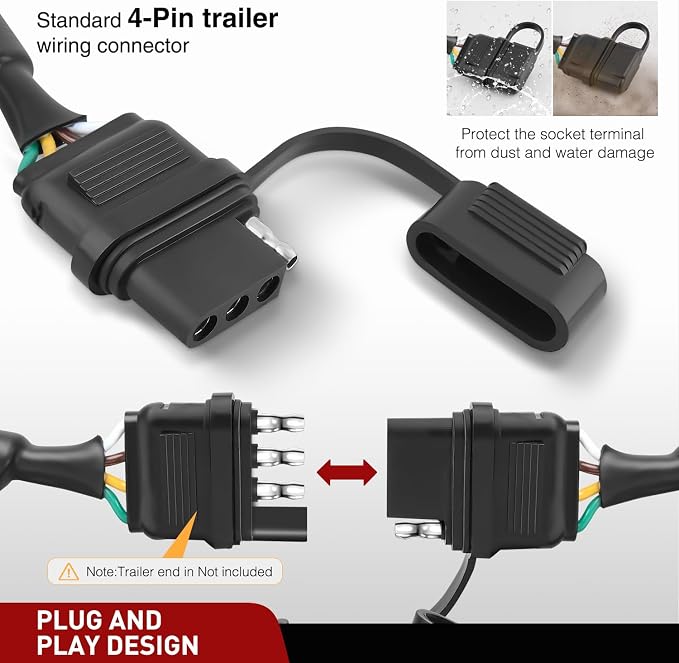 4 Pin Trailer Wiring Harness Kit 56172 Vehicle Side Custom for 2011 2012 2013 2014 2015 2016 2017 2018 2019 Ford Explorer Police Interceptor Utility Simple Fit Tow Hitch Accessories