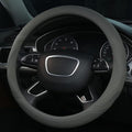 Gray Leather Steering Wheel Cover Universal 15 inch
