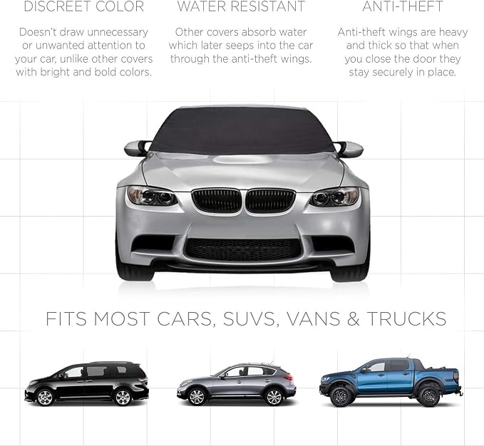 Windshield Snow Cover Ice Removal Wiper Visor Protector All Weather Winter Summer Auto Sun Shade for Cars Trucks Vans and SUVs Stop Scraping with a Brush or Shovel