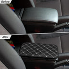 Car Leather Center Console Cushion Pad, 11.4"x7.4" Waterproof Armrest Seat Box Cover Fit for Cars, Vehicles, SUVs, Comfort, Car Interior Protection Accessories (Black/White)