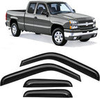 Rain Guards Fit for 1999-2006 Chevy Silverado/GMC Sierra 1500/2500/2500HD Extended Cab, Tape-On Extra Durable Side Window Sun Rain Guard 2006 Silverado/Sierra Visor Deflectors Black 4 PCS