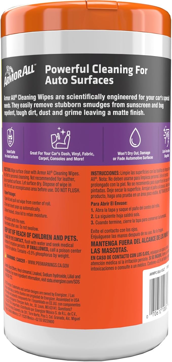 Car Cleaning Wipes, Wipes for Car Interior and Car Exterior, 50 Wipes Each