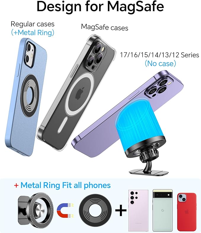 for Magsafe Car Mount【20 Strong Magnets】Magnetic Phone Holder for Car Phone Holder Mount Dash Mounted Holders Cell Phone Holders for Your Car Accessories for Women Men for iPhone 17 16 15 14